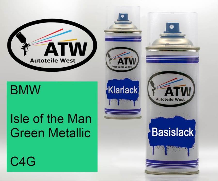 BMW, Isle of the Man Green Metallic, C4G: 400ml Sprühdose + 400ml Klarlack - Set, von ATW Autoteile West.